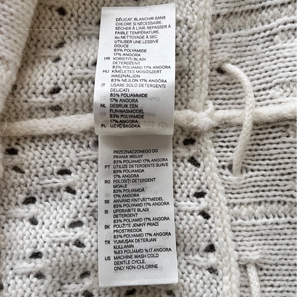 H&M Cream Peplum Pointelle Angora Blend Knit Sweater Size S - Picture 10 of 11